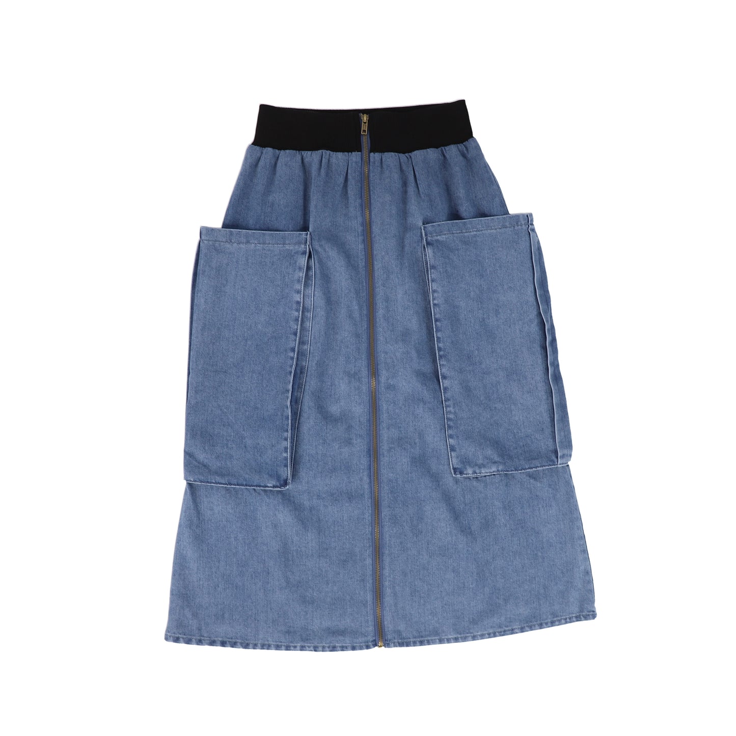 BAMBOO DARK DENIM ZIPPER BAND MAXI SKIRT [FINAL SALE]