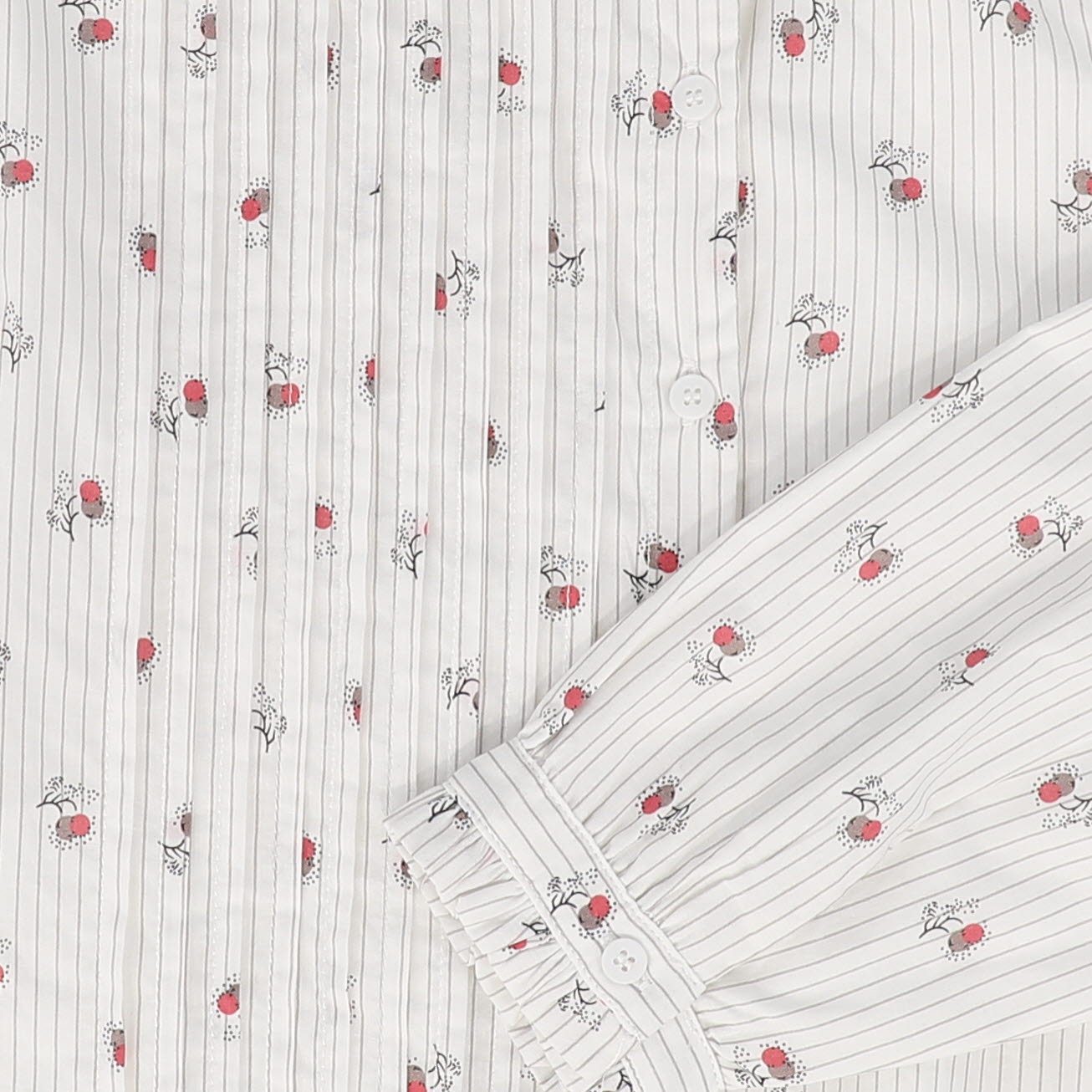 BAMBOO WHITE CHERRY PRINT LS DRESS [FINAL SALE]