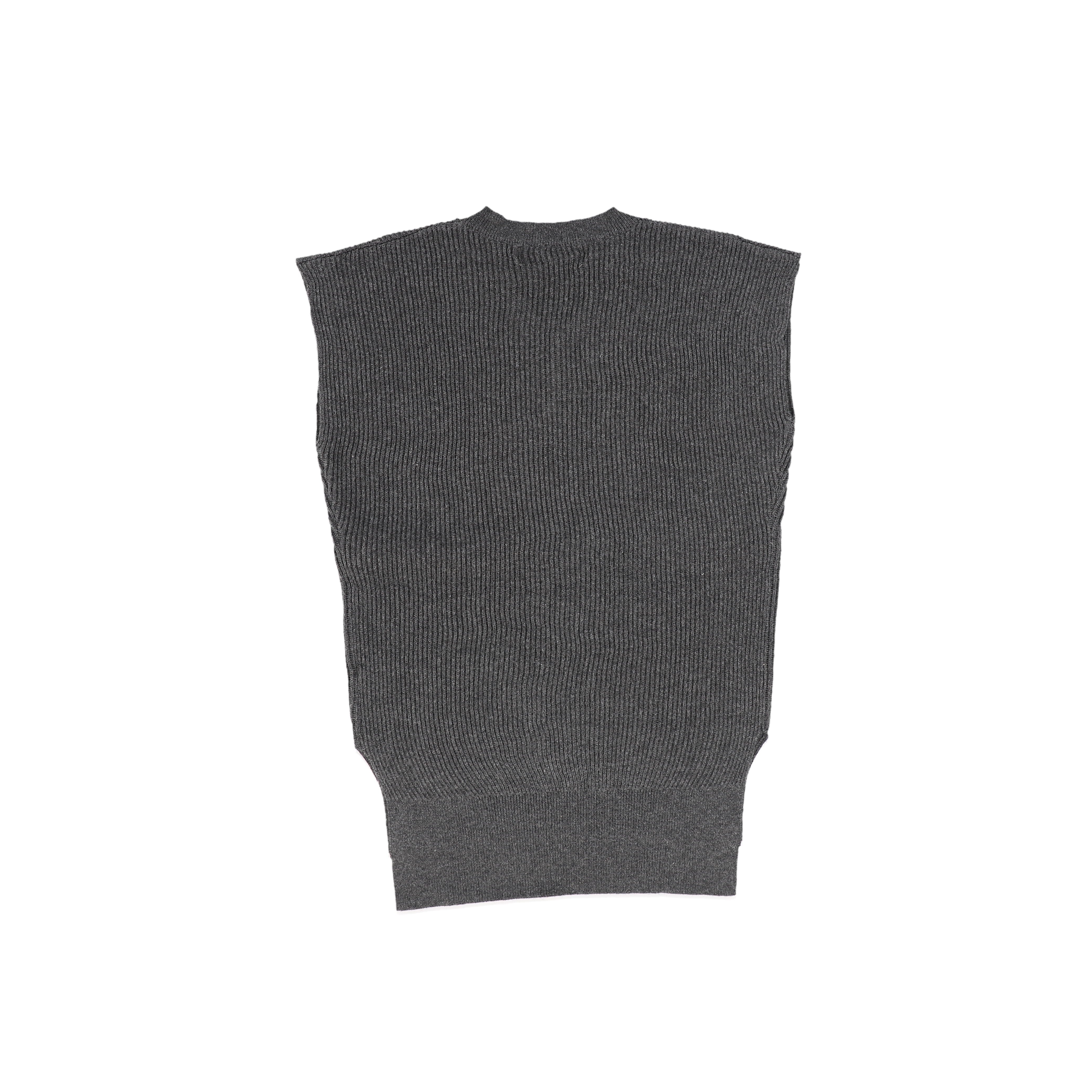 LE BOURDON CHARCOAL RIBBED KNIT V NECK VEST [FINAL SALE