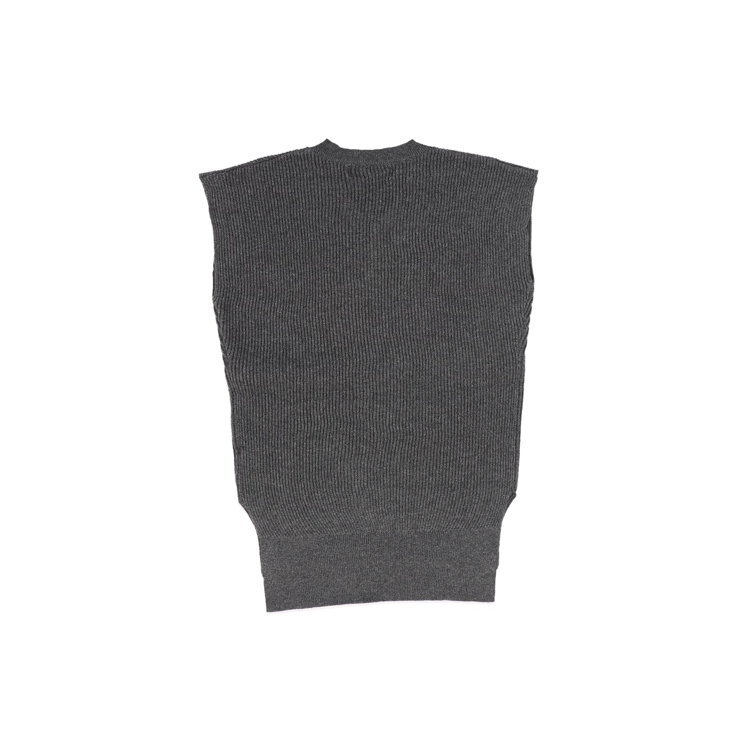 LE BOURDON CHARCOAL RIBBED KNIT V NECK VEST