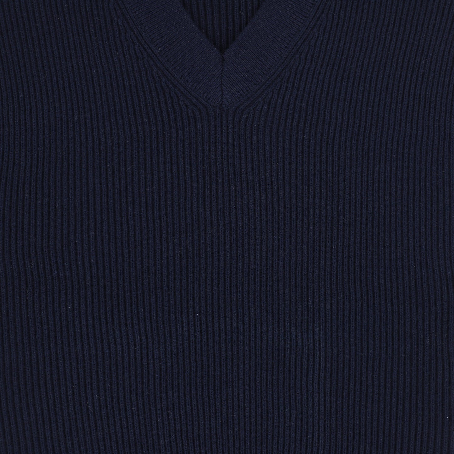 Le Bourdon Navy Ribbed Knit V Neck Vest