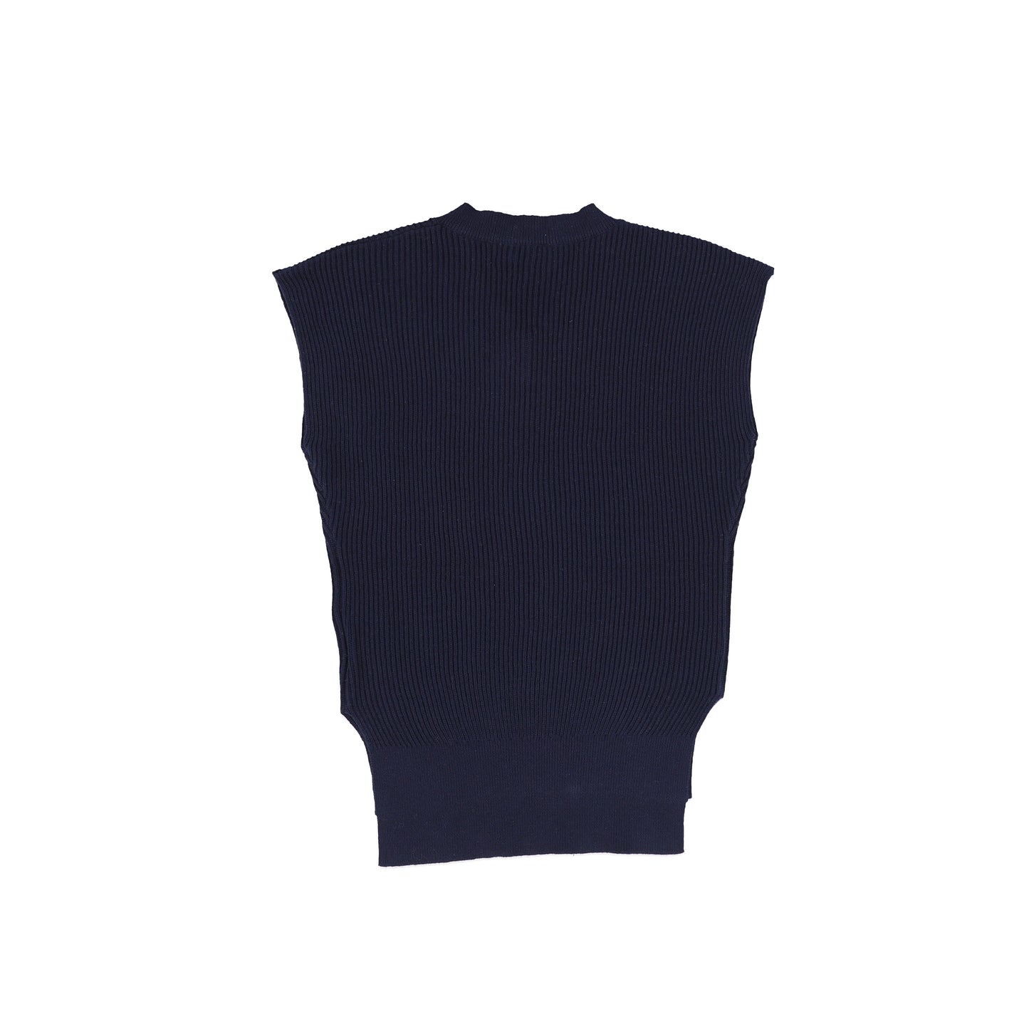 Le Bourdon Navy Ribbed Knit V Neck Vest