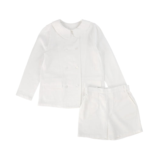 BAMBOO WHITE DOUBLE BREASTED BLAZER SET [FINAL SALE]