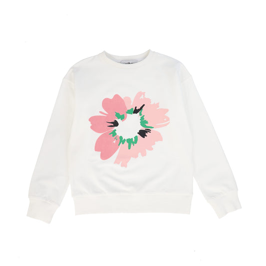 VIBE WHITE EMBROIDERED DETAILED SWEATSHIRT