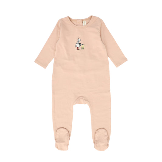 BEBE JOLEE PINK EMBROIDERED PATCH FOOTIE