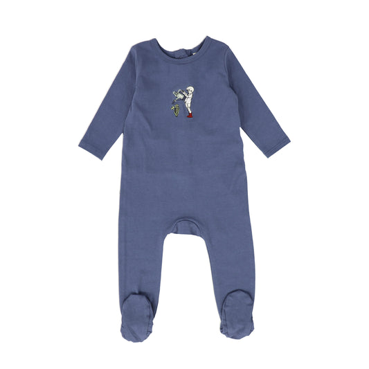 BEBE JOLEE BLUE EMBROIDERED PATCH FOOTIE