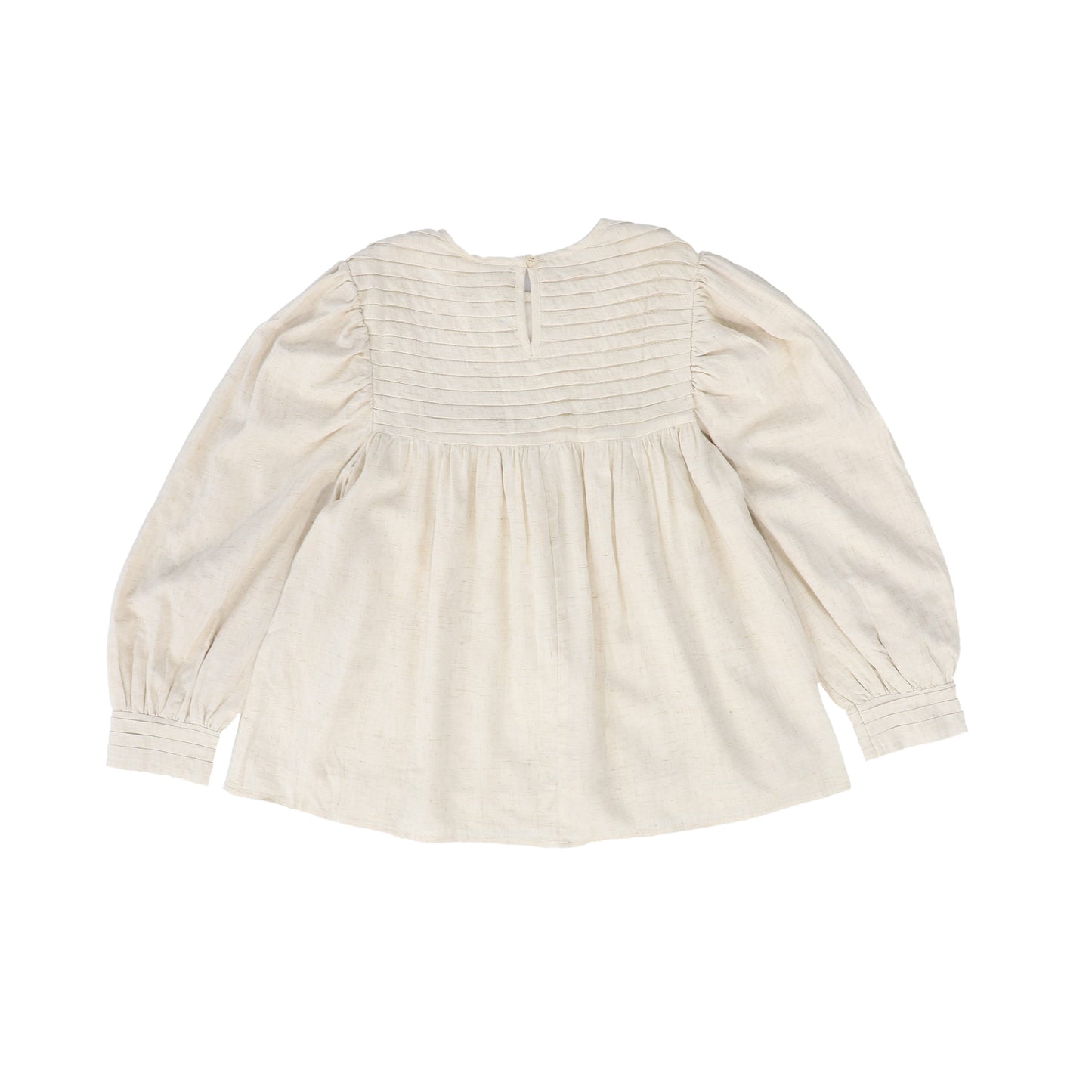 BACE COLLECTION OATMEAL PLEATED DETAIL BUBBLE SLEEVE BLOUSE