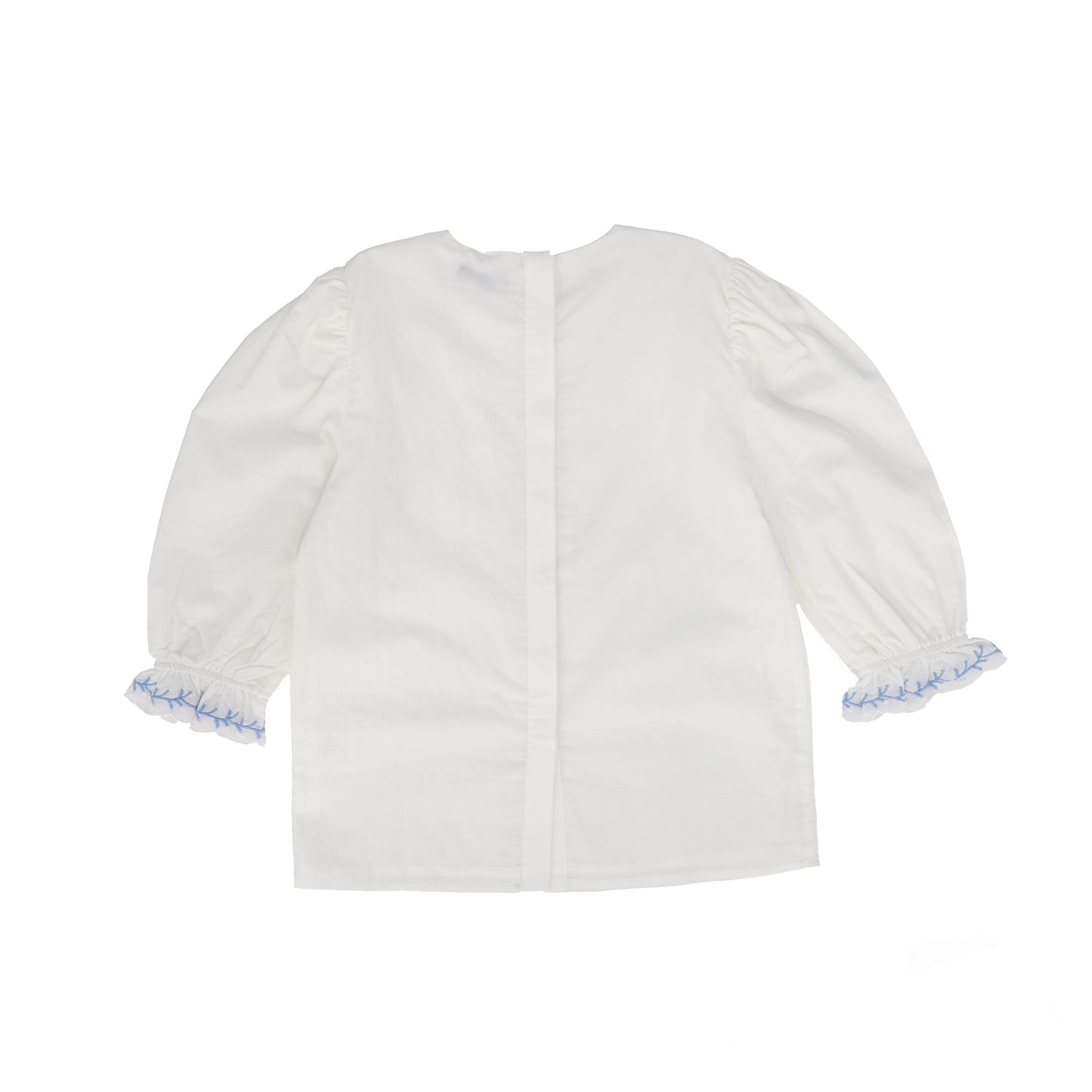 BAMBOO WHITE EMBROIDERED SCALLOP TRIM BLOUSE