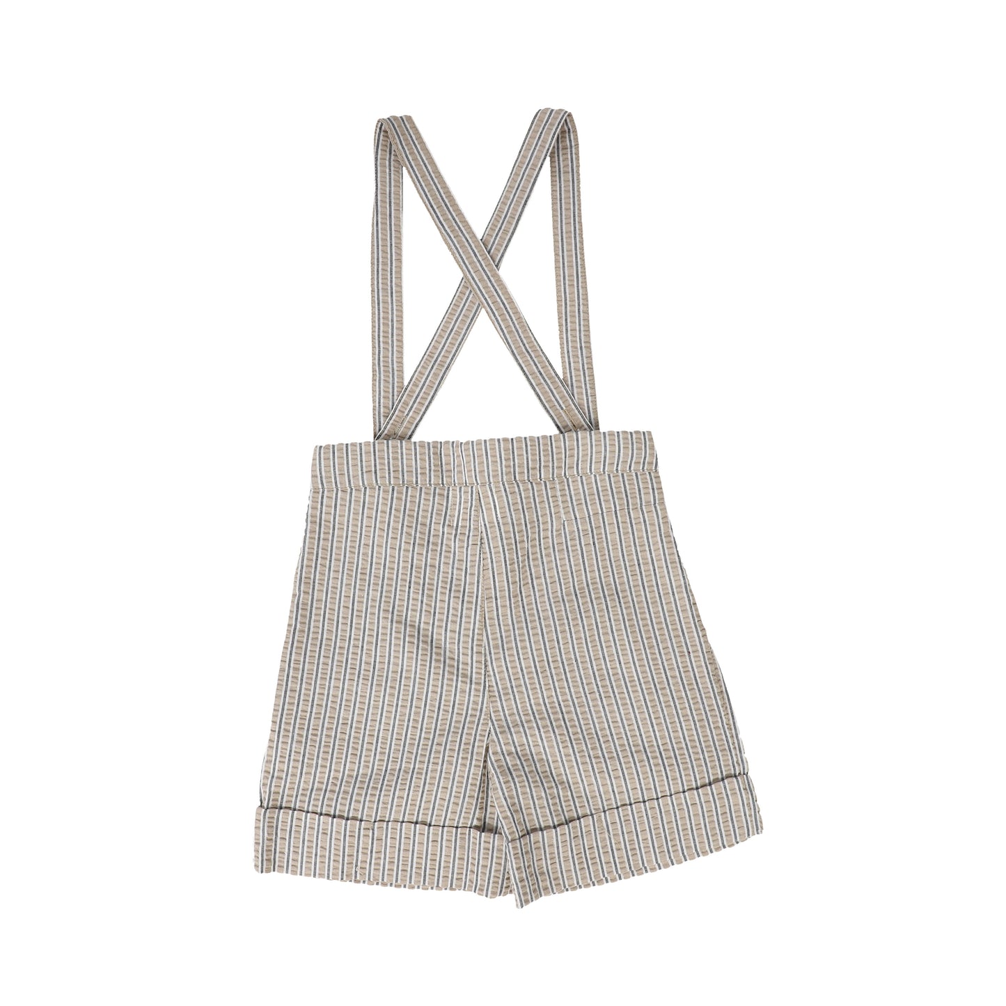 BACE COLLECTION WHITE/TAN THICK STRIPED SUSPENDER SHORTS