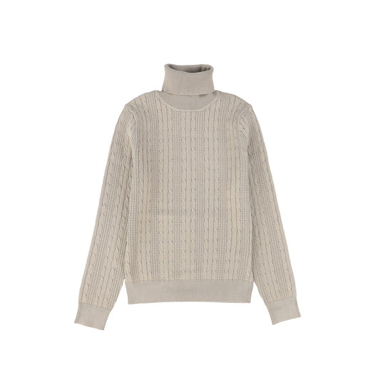 Valentina Beige Cable Knit Turtleneck [FINAL SALE]