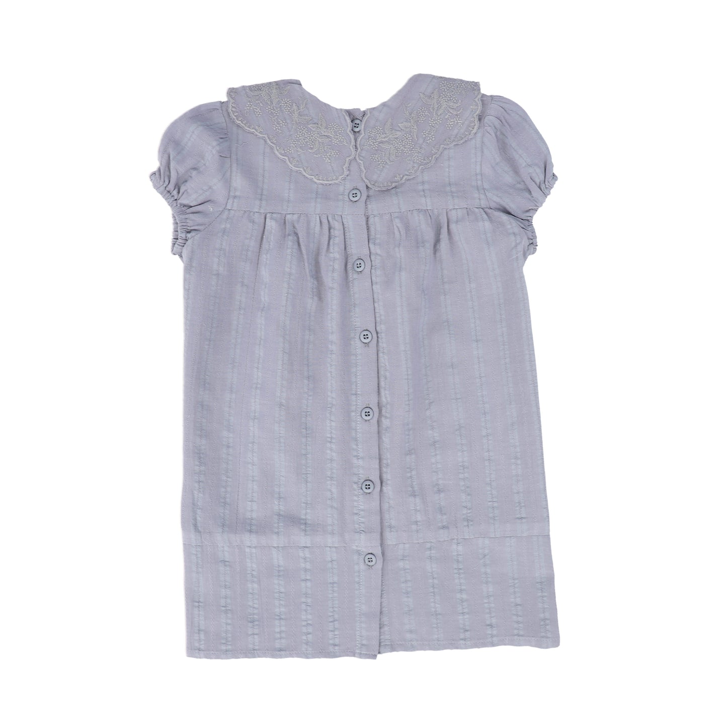 BAMBOO BLUE EMBROIDERED COLLARED SS DRESS