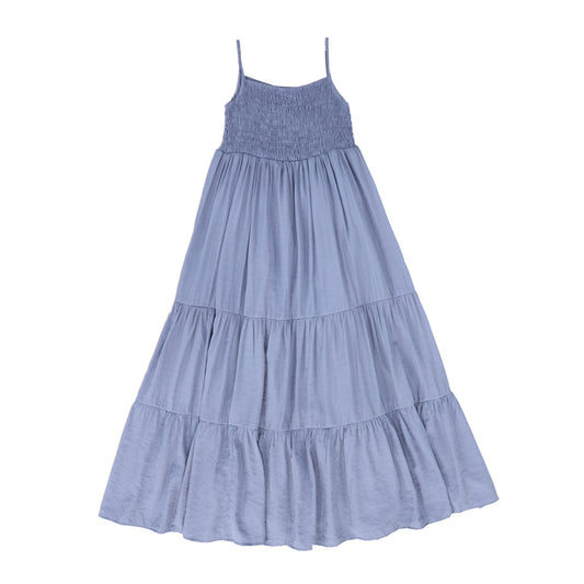 BAMBOO BLUE TIERED SMOCKED MAXI JUMPER [FINAL SALE]