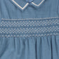 BACE COLLECTION BLUE SMOCKED COLLAR DRESS
