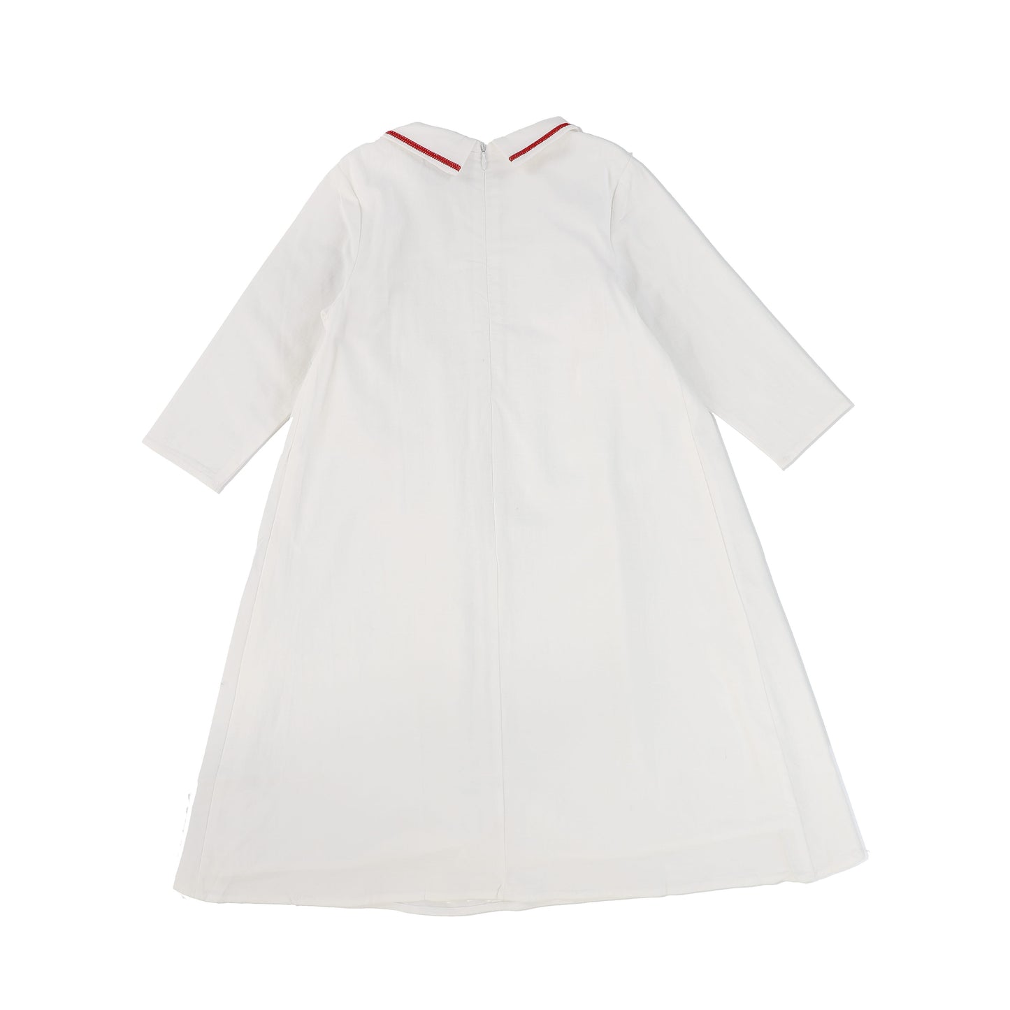 BACE COLLECTION WHITE SMOCKED COLLAR DRESS