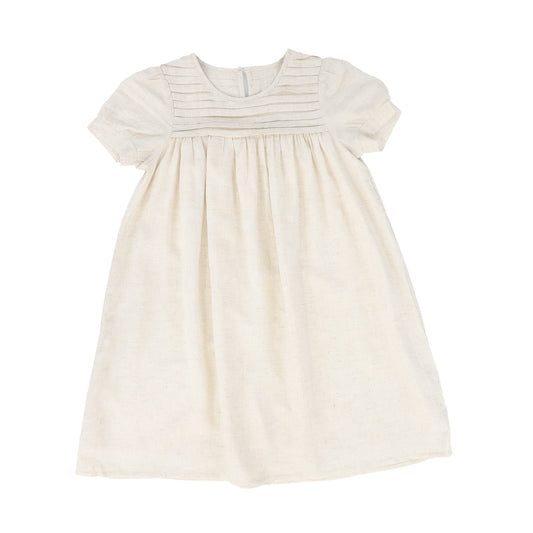 BACE COLLECTION OATMEAL PLEATED DETAIL BUBBLE SS DRESS