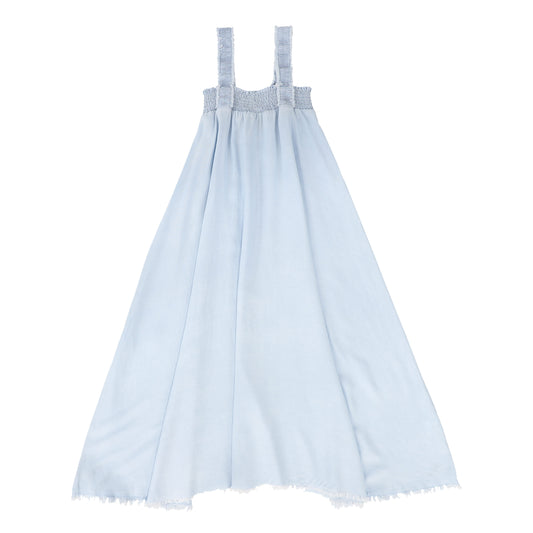 BACE COLLECTION LIGHT BLUE DENIM ASYMETRICAL MAXI JUMPER