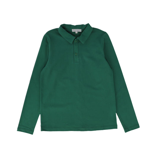 BACE COLLECTION GREEN VARSITY LS POLO
