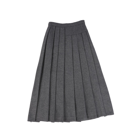 BAMBOO CHARCOAL WOOL PLEATED MAXI SKIRT