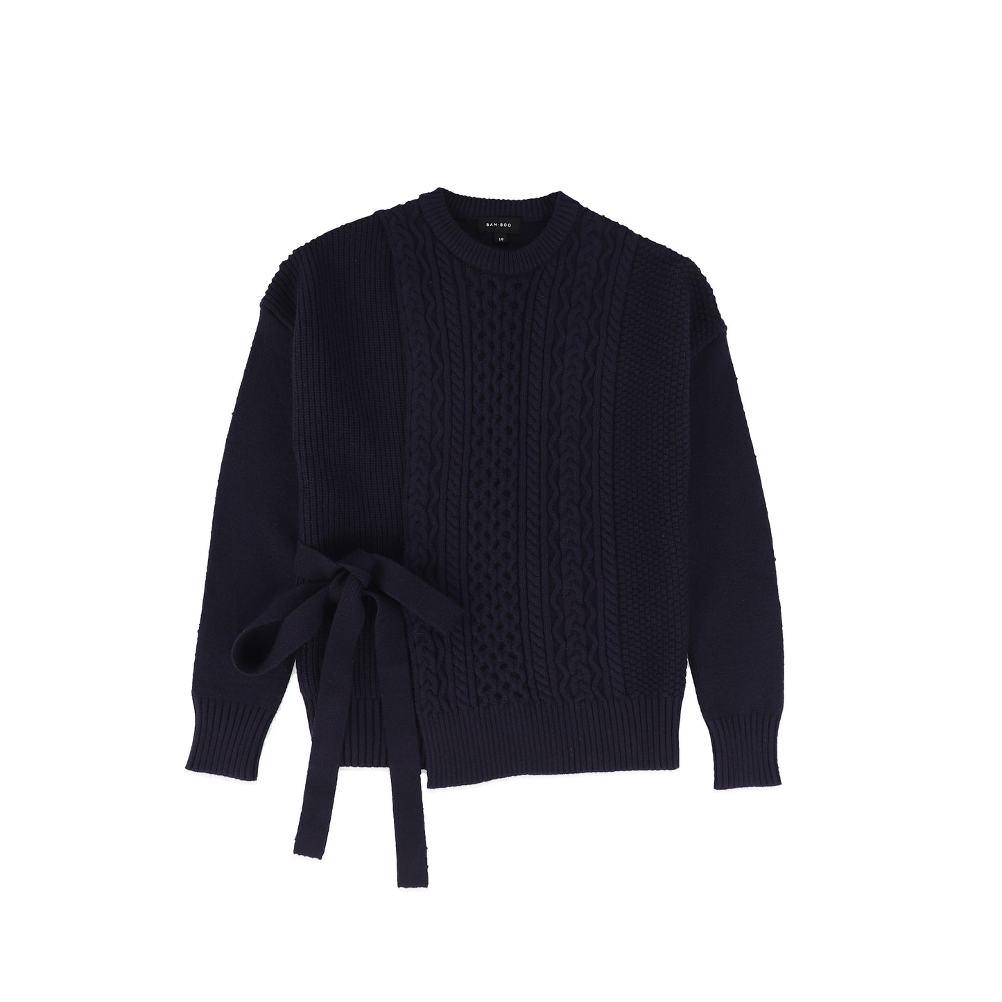 Bamboo Navy Mid Side Tie Sweater [FINAL SALE]