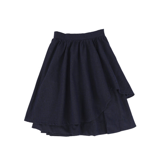 Bamboo Navy Wool Layered Skirt [FINAL SALE]