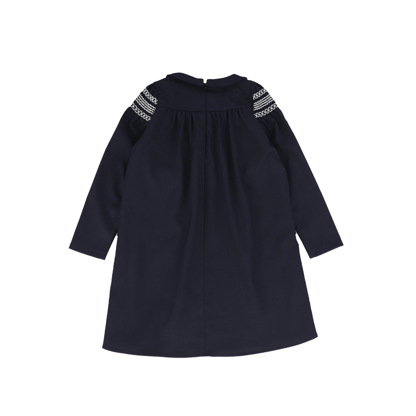 Bamboo Navy Smocked Swing Collar Dress [FINAL SALE]