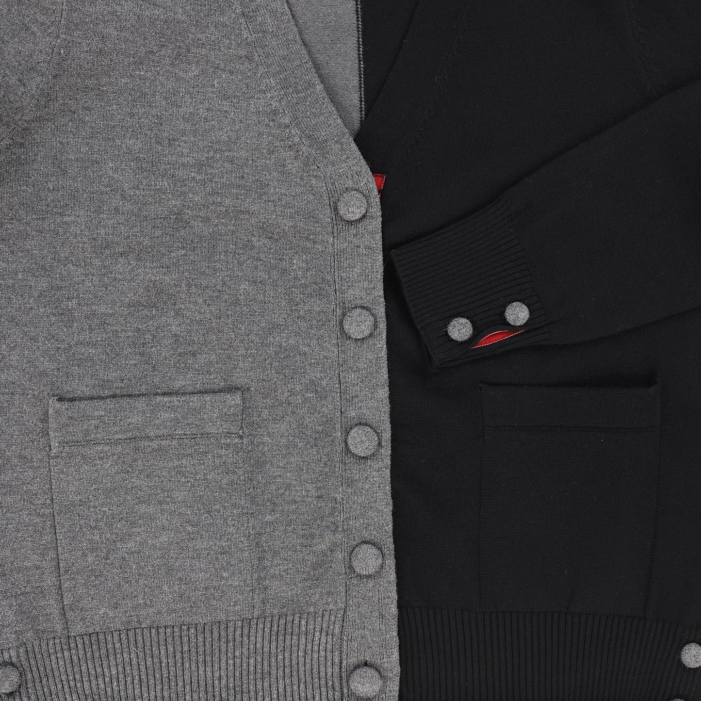 BAMBOO CHARCOAL TWO TONE BUTTON CARDIGAN [FINAL SALE]