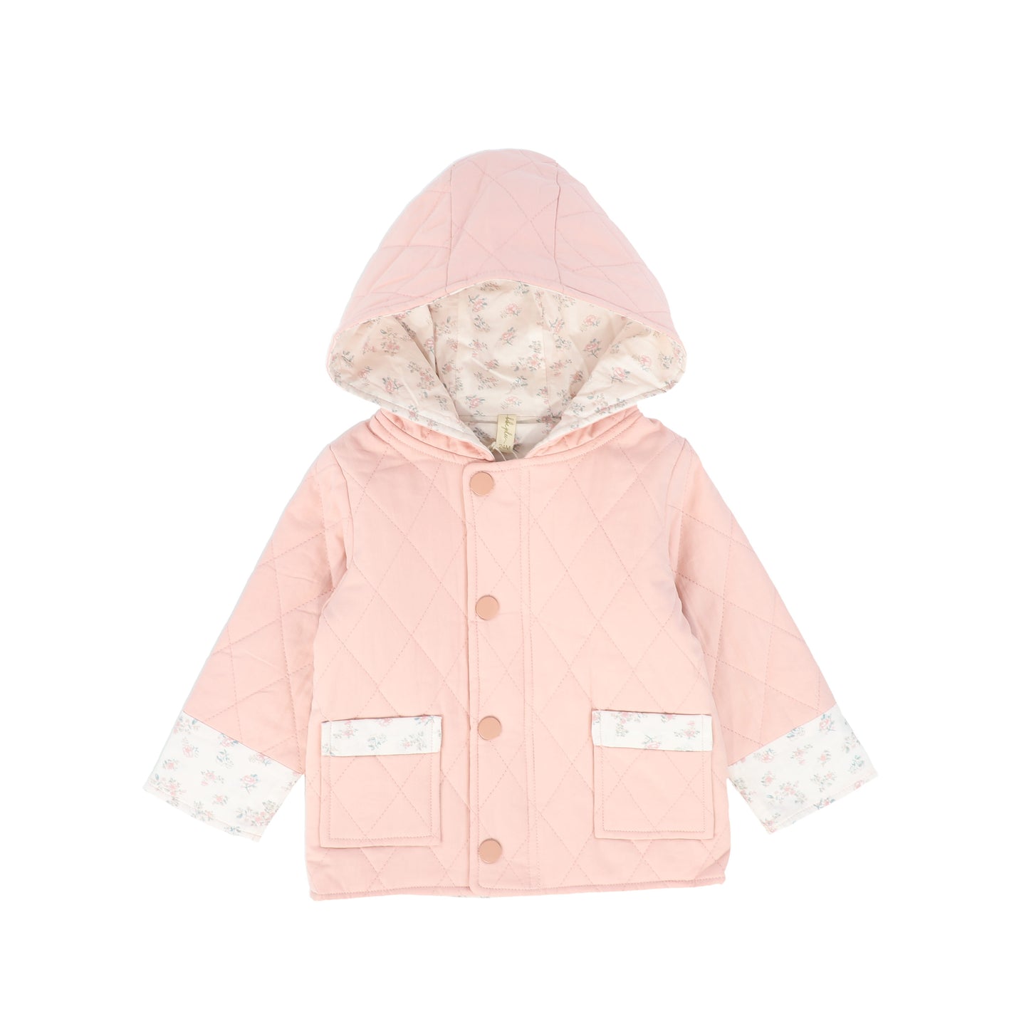 BEBE JOLEE PINK QUILTED POCKET FLORAL PRINT JACKET [FINAL SALE]