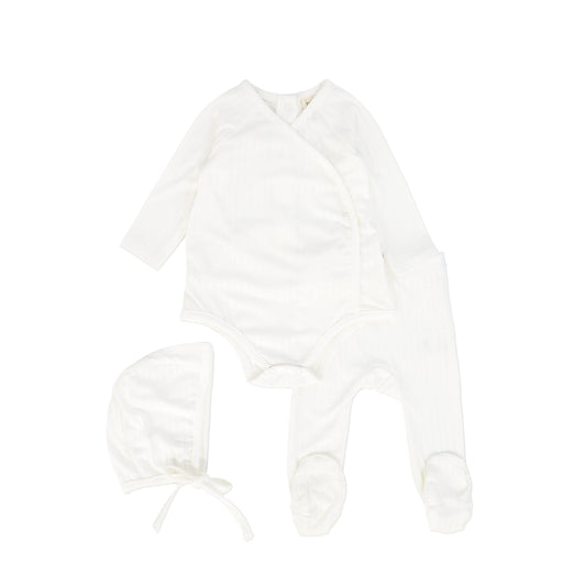 BEBE JOLEE IVORY POINTELLE KNIT 3 PC SET [FINAL SALE]