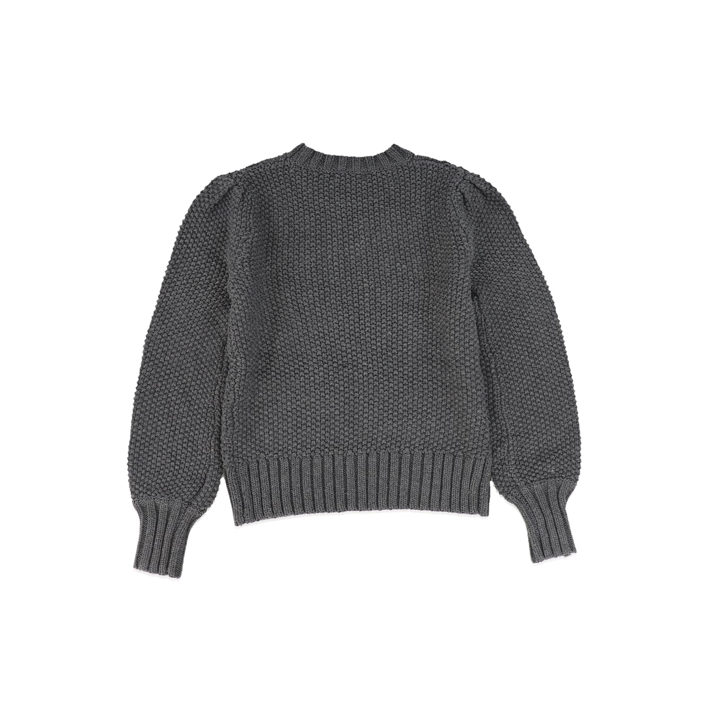 BAMBOO CHARCOAL CABLE KNIT PUFF SLEEVE SWEATER [FINAL SALE]