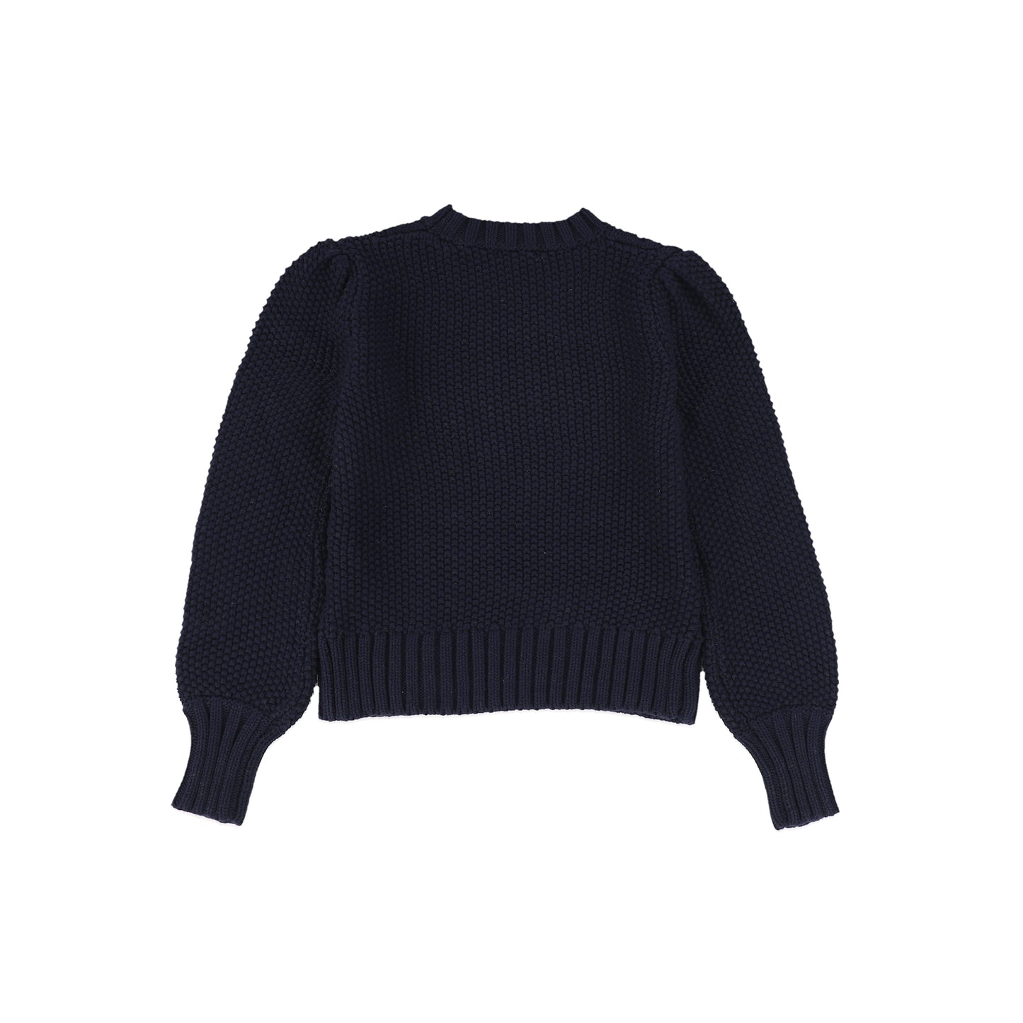 Bamboo Navy Cable Knit Puff Sleeve Sweater [FINAL SALE]