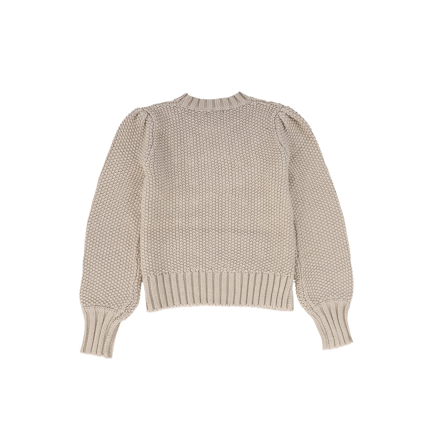 Bamboo Oatmeal Cable Knit Puff Sleeve Sweater [FINAL SALE]