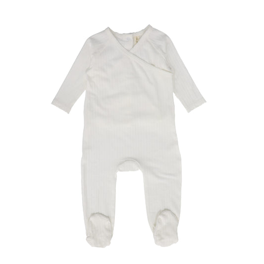 BEBE JOLEE WHITE SCALLOP TRIM RIBBED FOOTIE