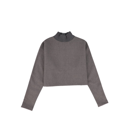 BACE COLLECTION CHARCOAL CROPPED PULLOVER SWEATER