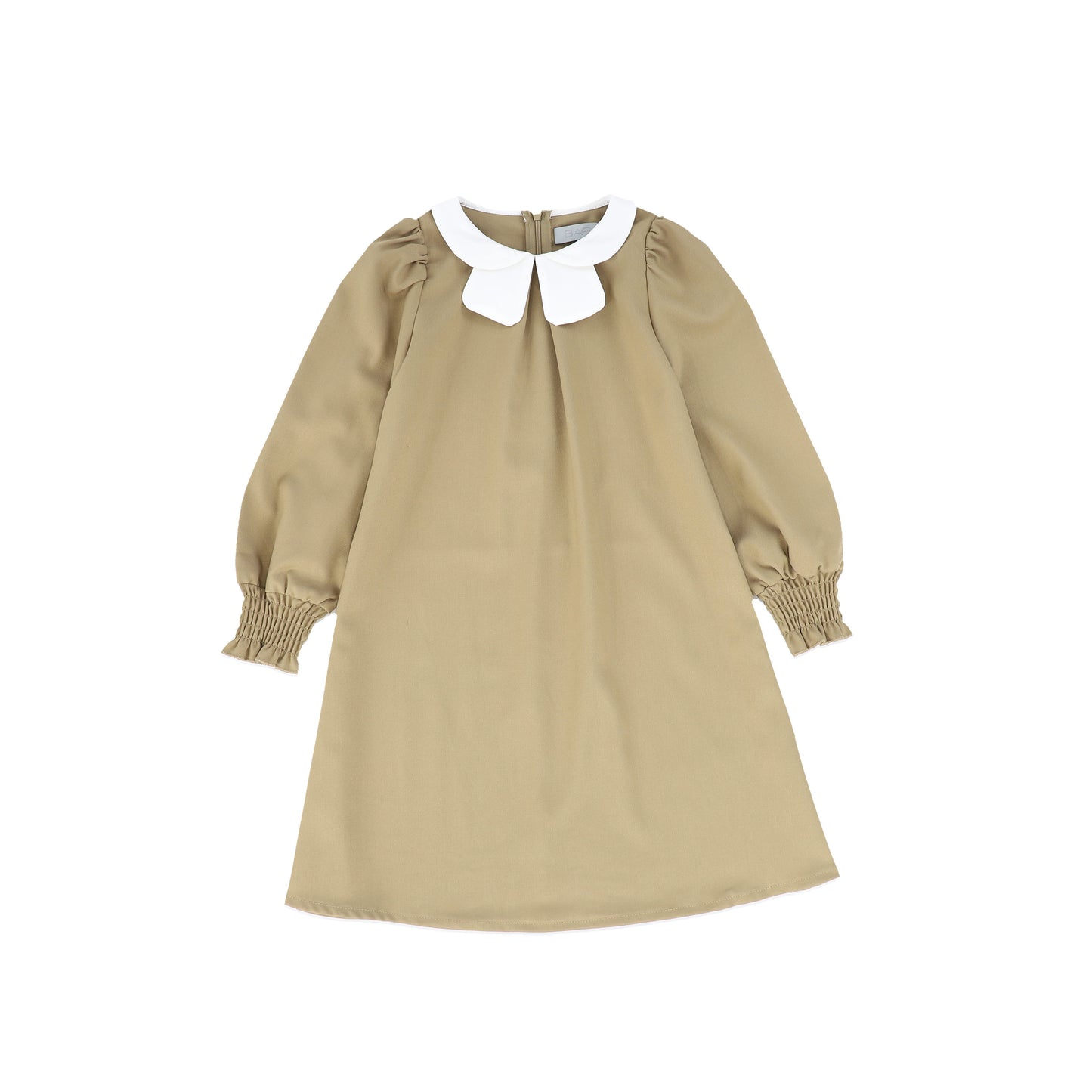 Bace Collection Tan Front Pleat Peter Pan Collar Dress [FINAL SALE]