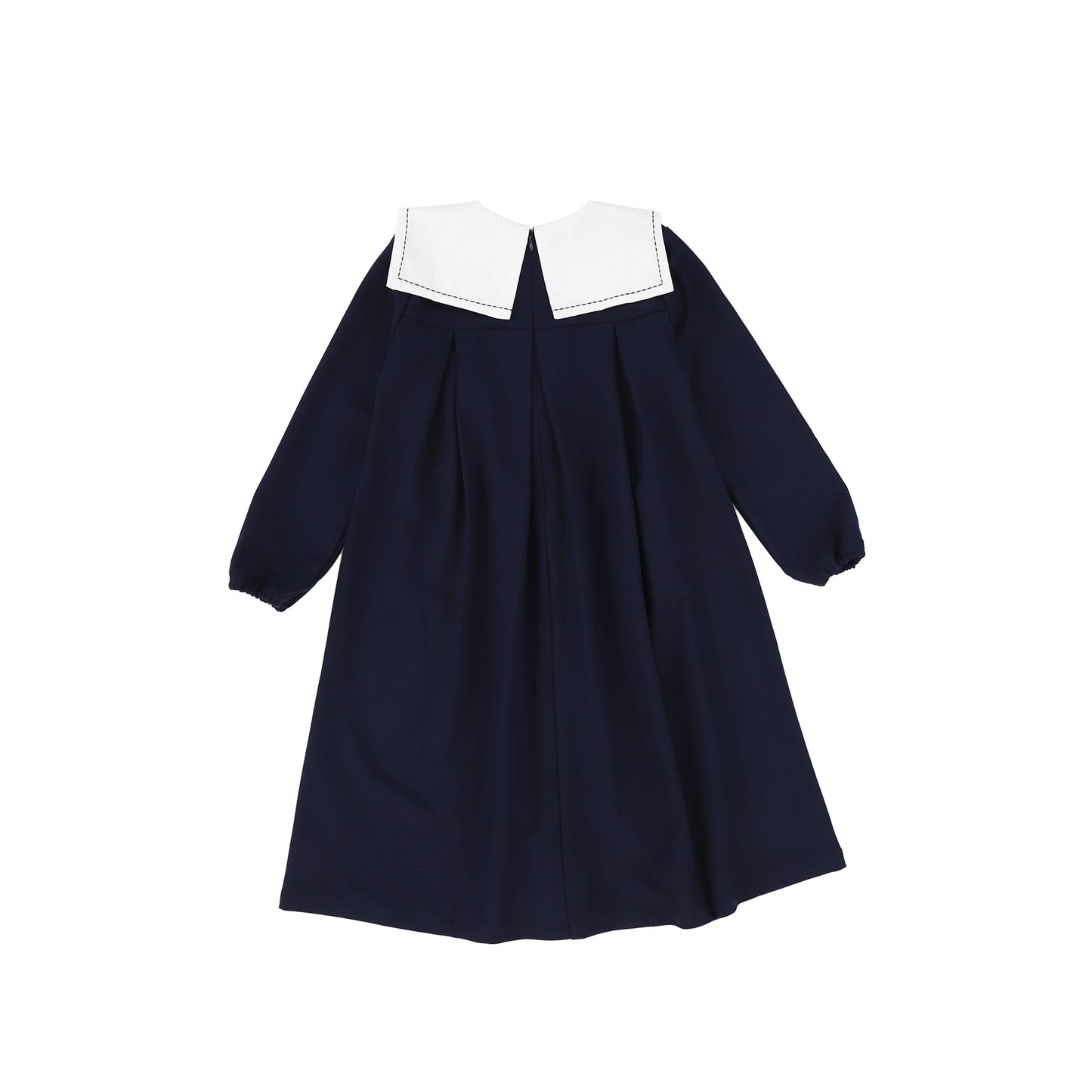 Bace Collection Navy Bib Collar Pleated Dress