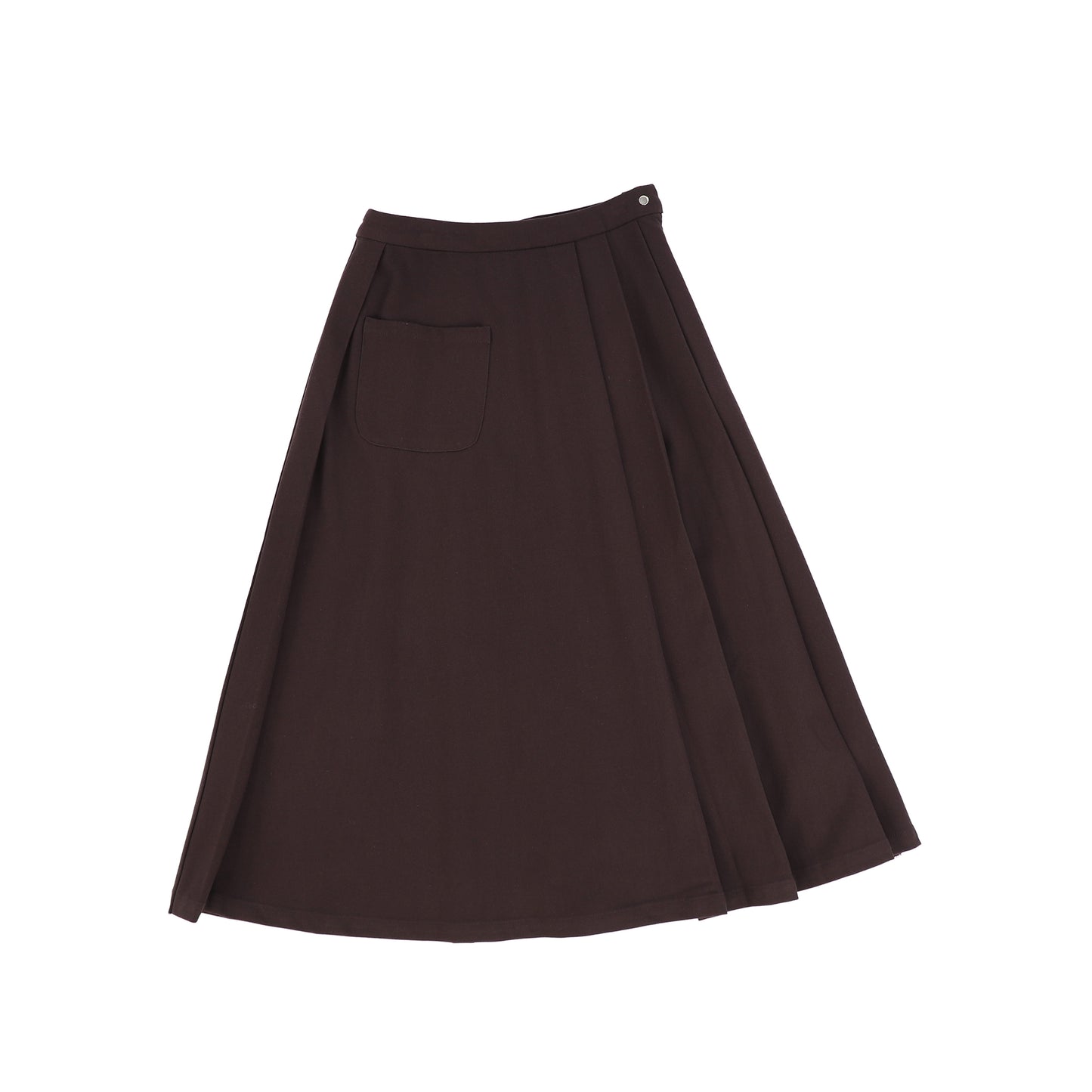 Valentina Brown Flannel Pleated Midi Skirt [FINAL SALE]