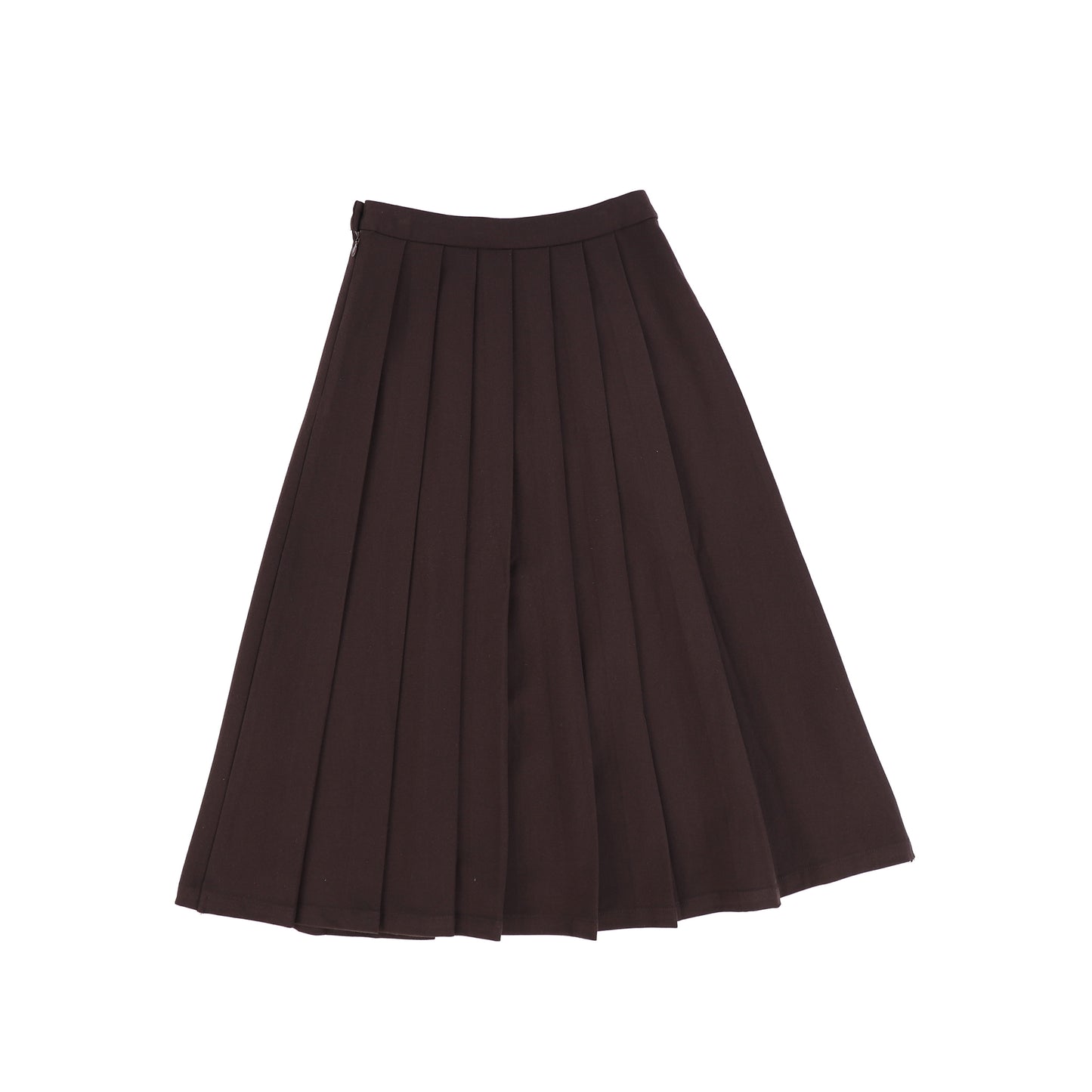 Valentina Brown Flannel Pleated Midi Skirt [FINAL SALE]