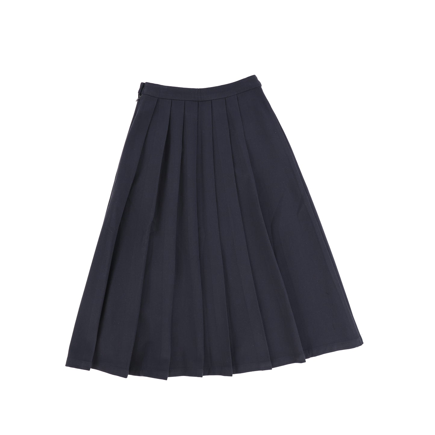 Valentina Navy Flannel Pleated Midi Skirt [FINAL SALE]