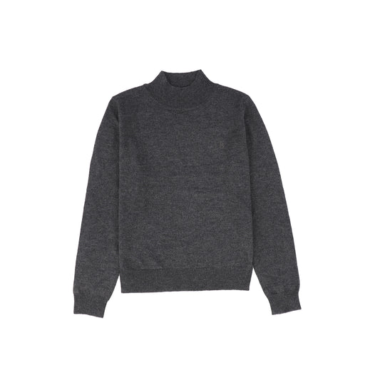 LE BOURDON CHARCOAL SILK KNIT MOCK NECK SWEATER