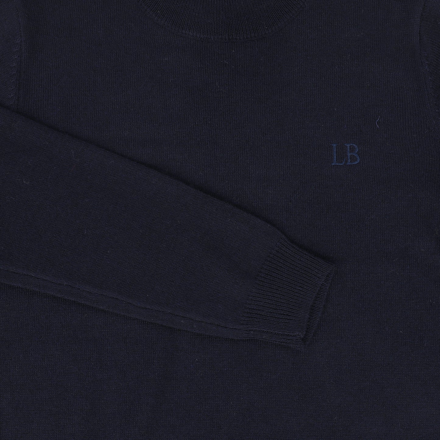 Le Bourdon Navy Silk Knit Mock Neck Sweater