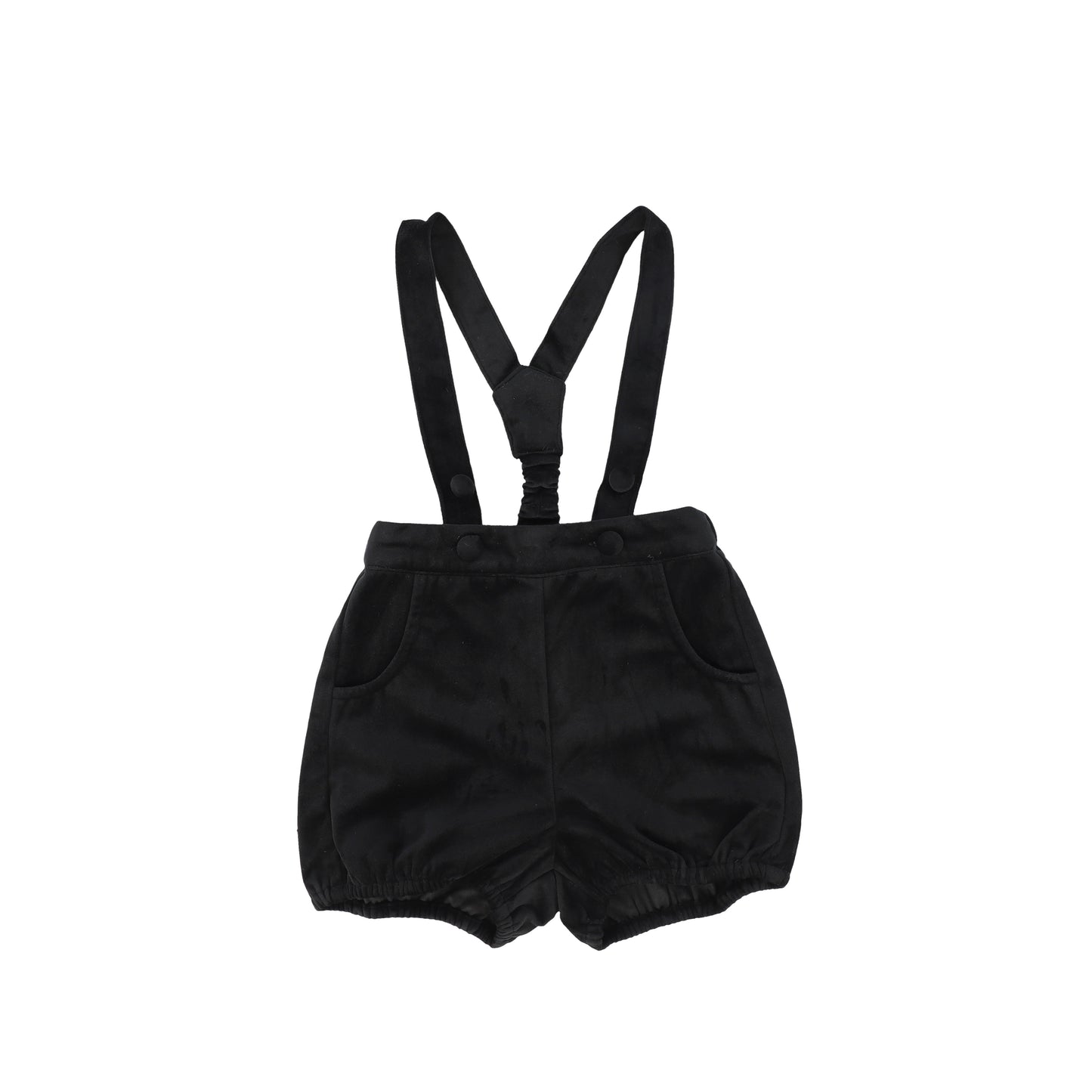 Le Bourdon Black Velvet Suspender Bubble Shorts