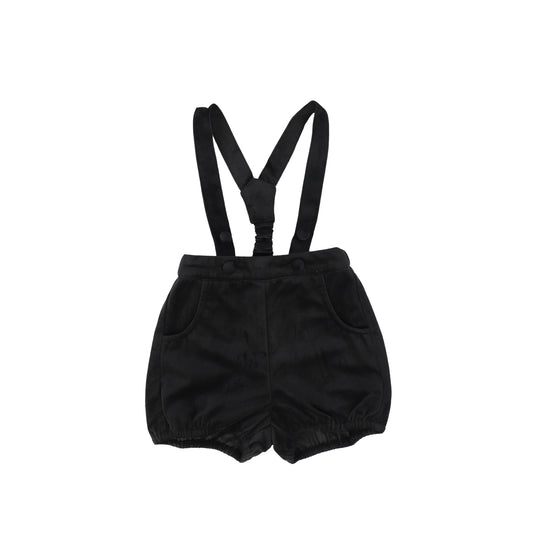 Le Bourdon Black Velvet Suspender Bubble Shorts