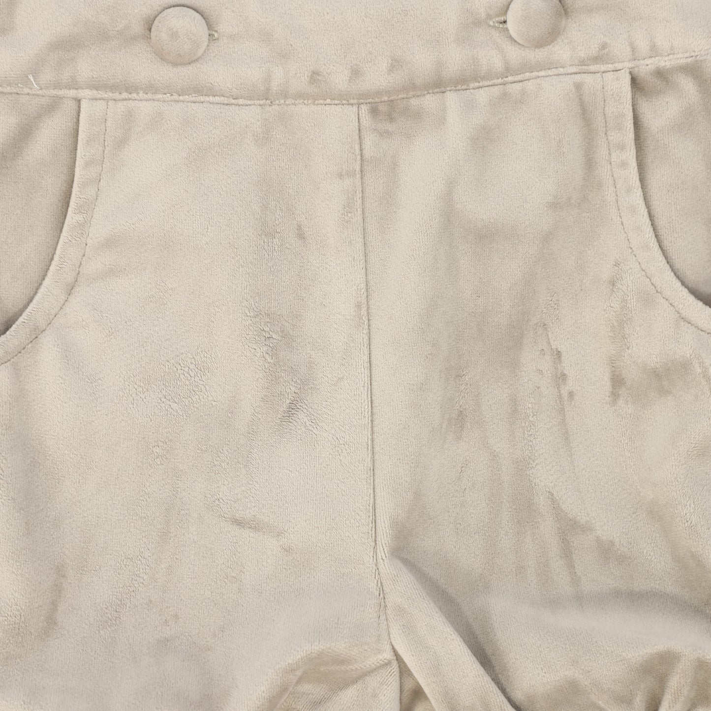 LE BOURDON LIGHT GREY VELVET BUBBLE SUSPENDER SHORT [FINAL SALE]