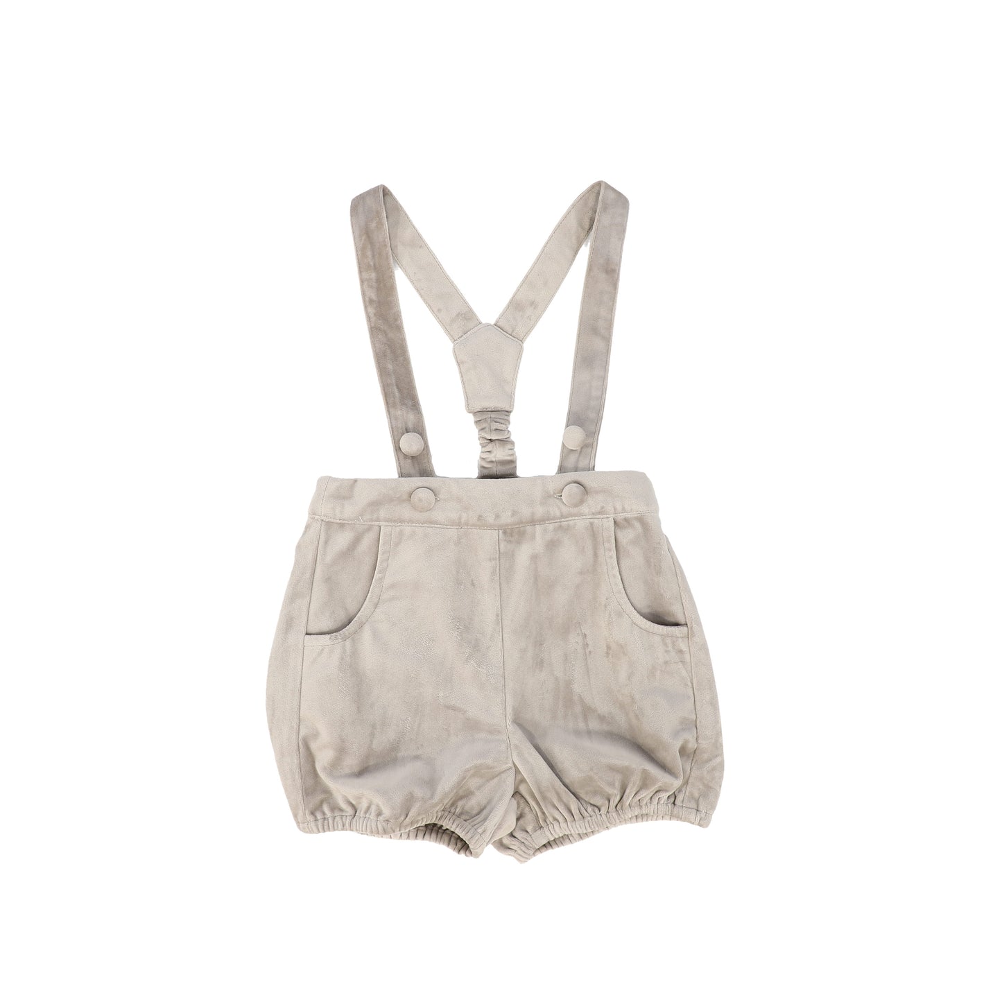 LE BOURDON LIGHT GREY VELVET BUBBLE SUSPENDER SHORT [FINAL SALE]