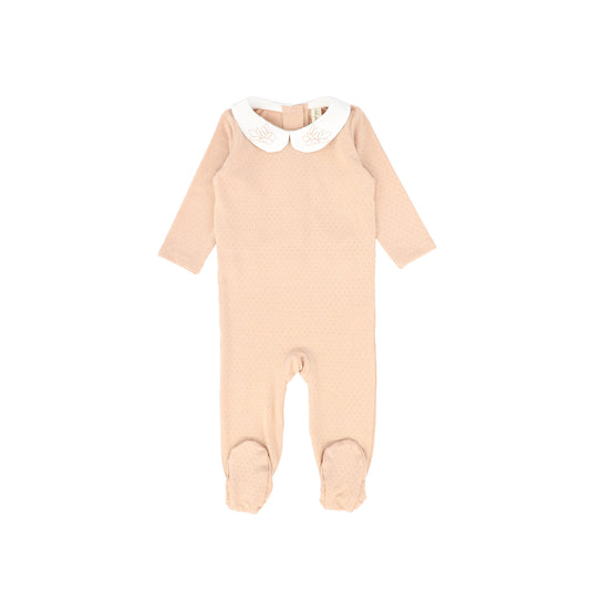 Bebe Jolee Peach Pointelle Embroidered Collar Footie [FINAL SALE]