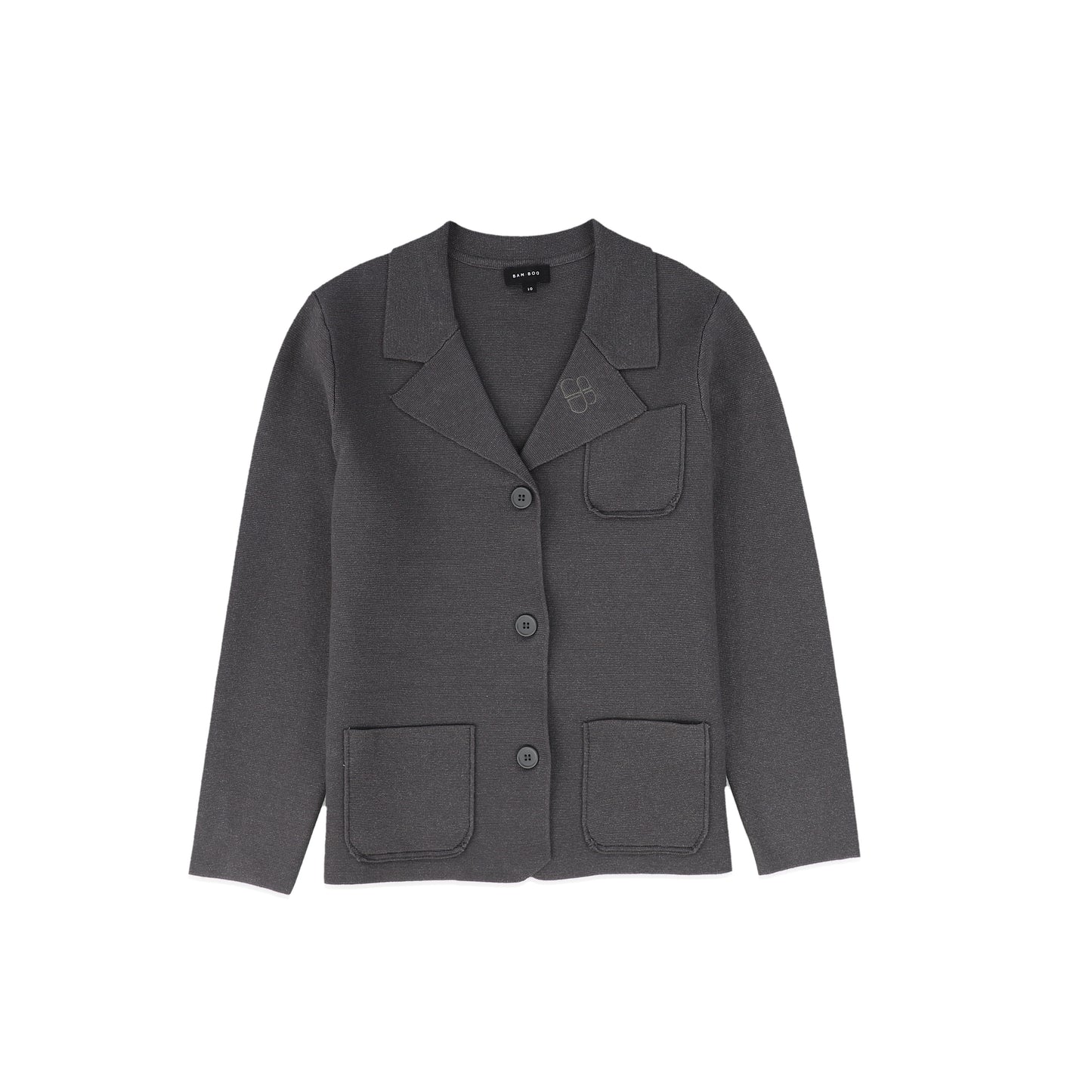 BAMBOO CHARCOAL POCKET EMBLEM KNIT BLAZER [FINAL SALE]