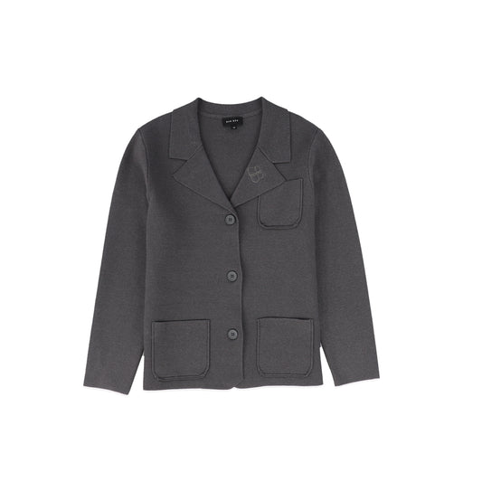 BAMBOO CHARCOAL POCKET EMBLEM KNIT BLAZER