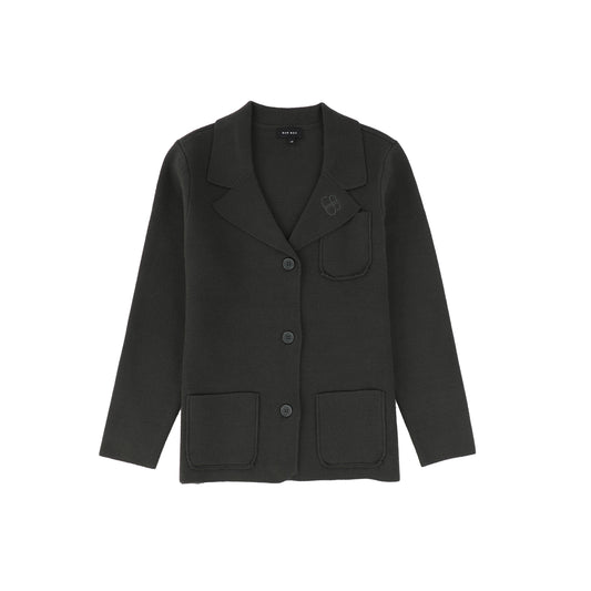 Bamboo Hunter Green Pocket Emblem Knit Blazer [FINAL SALE]