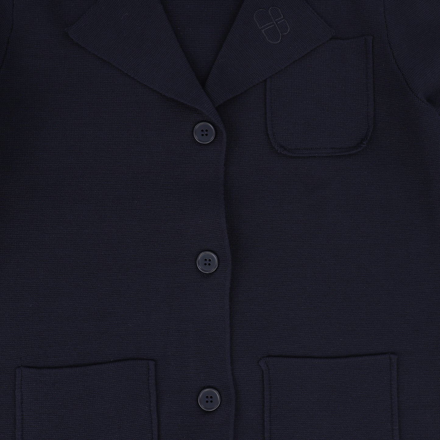 Bamboo Navy Pocket Emblem Knit Blazer [FINAL SALE]