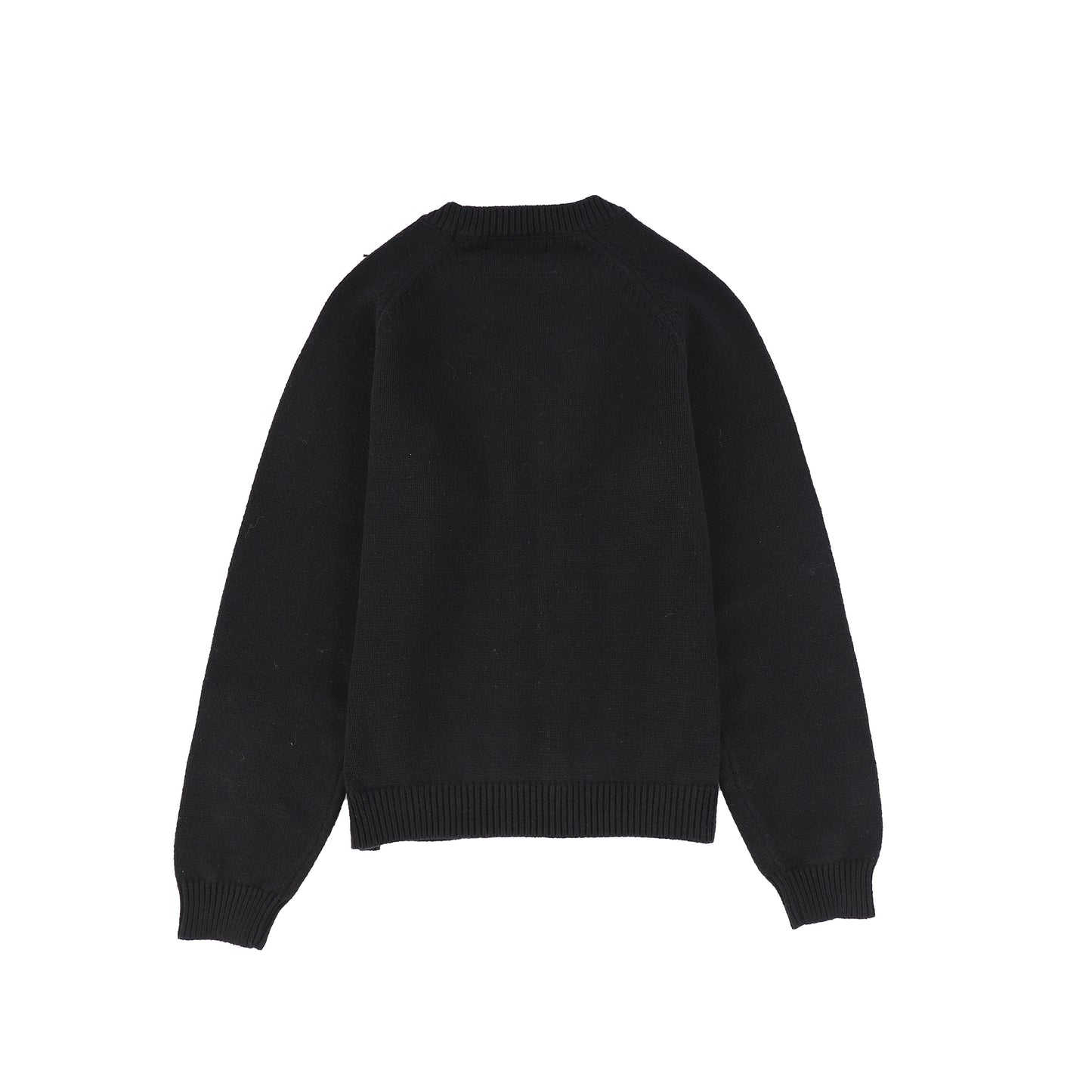 Le Bourdon Black Braided Knit Crew Sweater